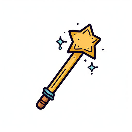 Minimalist style magic wand on white background