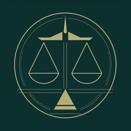 Professional lawyer logo with geometric shapes on dark green background