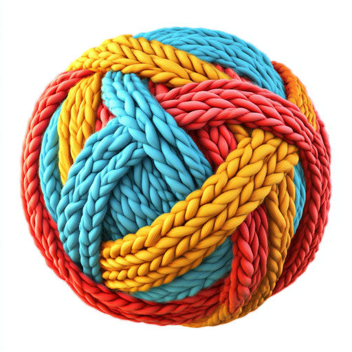 3D knitting in photorealistic style on flat white background