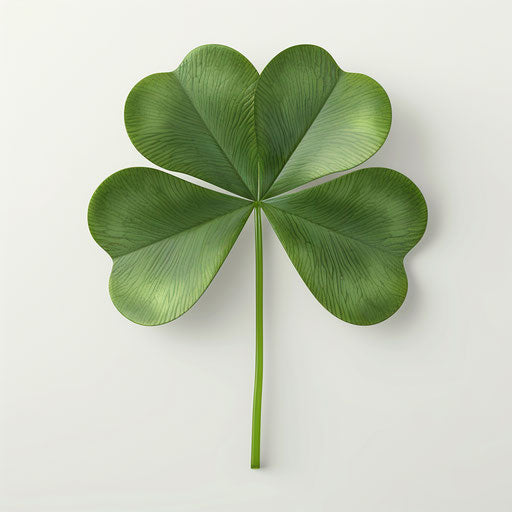 Realistic clover clipart on flat white background, high detail