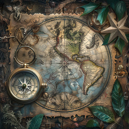 Old map and compass for wanderlust seekers