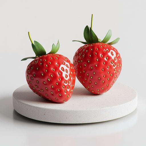 3D strawberry on white background, realistic style