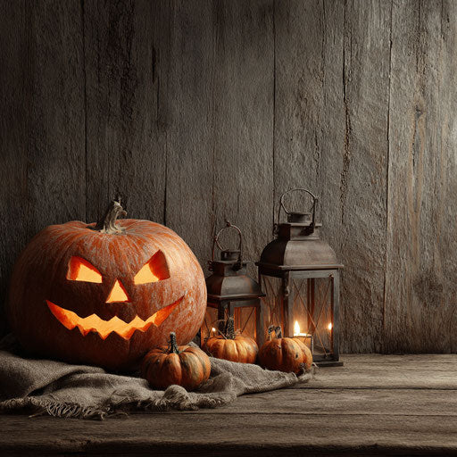 Festive Halloween Decor with Pumpkin and Gourd Lanterns