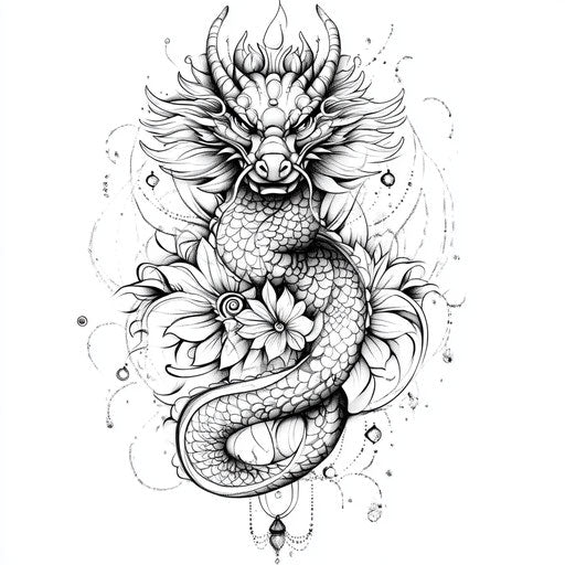 Dragon tattoo design for women with mandala