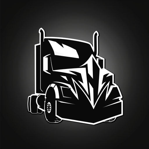 Bold trucking logo with high contrast black and white design