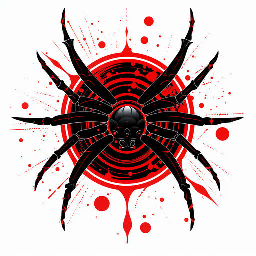 Black widow spider in Japanese traditional graphic style
