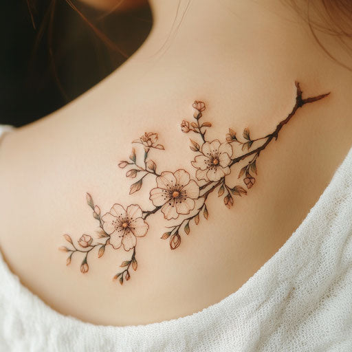 Simple flower tattoos with delicate cherry blossom branch