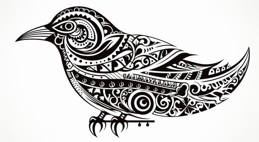 Black and white bird tribal style tattoo stock
