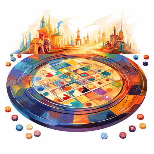 Board game clipart in the style of Impressionistic Art