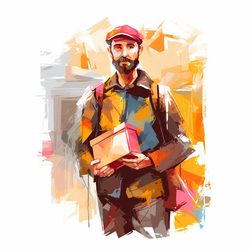 Postman clipart in the style of Impressionistic Art
