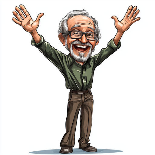 Humorous caricature of a faith caricature with human characteristics