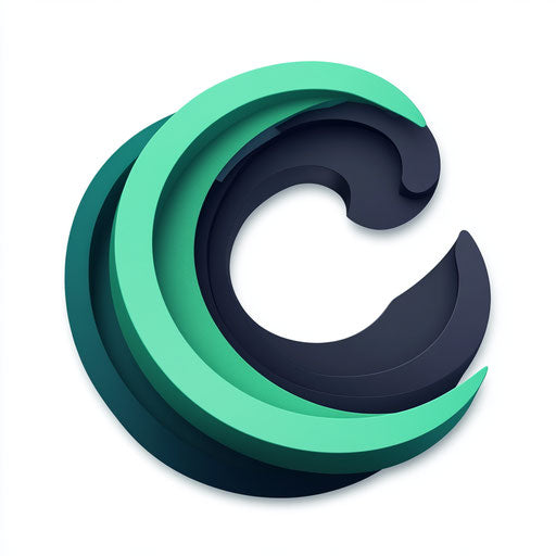 Minimalist 3D logo with stylized geometric wave icon and modern typography