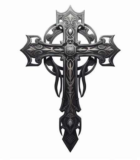 Tribal cross, lovecraftian style, graffiti and frostpunk