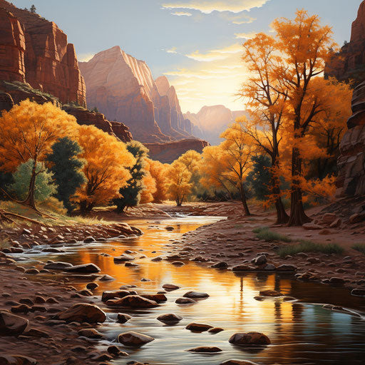 Water and land fusion in a romantic sunset landscape