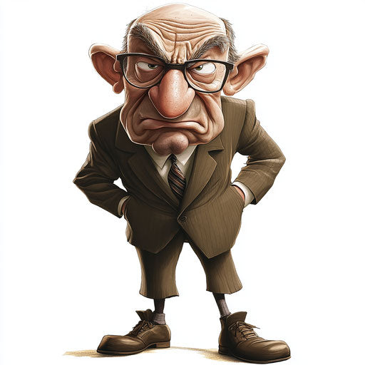 Humorous caricature of a professor with exaggerated nose