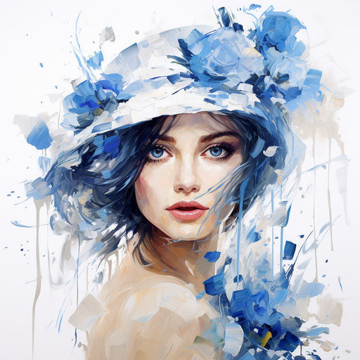 Blue clipart in the style of Oil painting