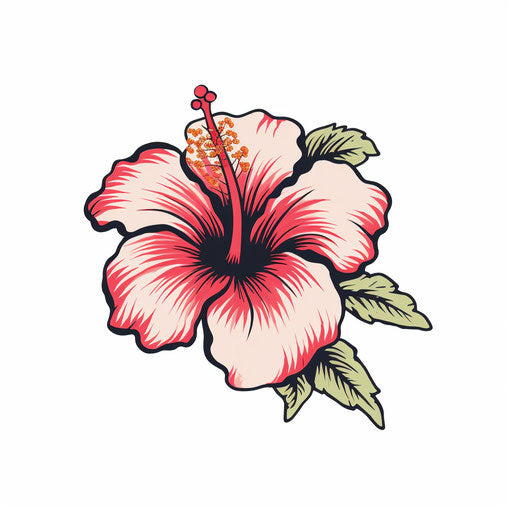 Hibiscus flower illustration in minimalist style on white background