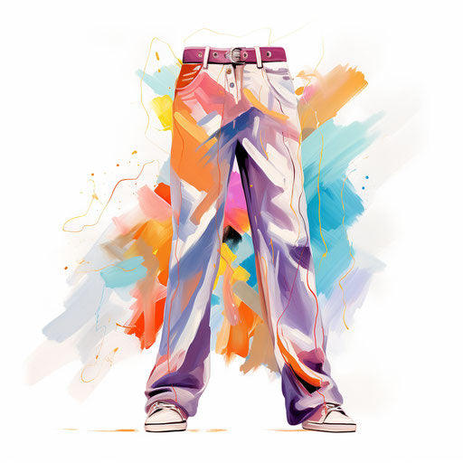 Pants Clipart in the Style of Impressionistic Art, on a White Background