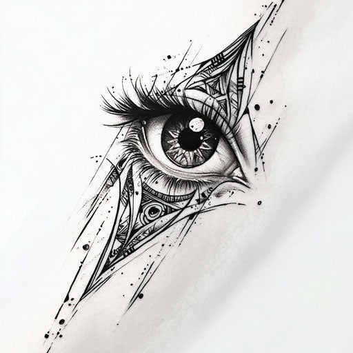 Tribal eye tattoo sketch on arm in clipart style