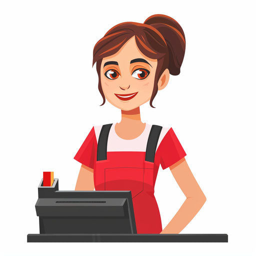 Cashier clipart in a photorealistic style on a white flat background