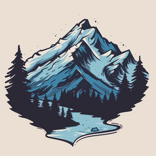 Mountain range silhouette with cool blue and gray tones