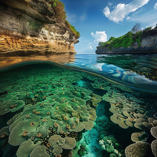 Uluwatu Beach, Indonesia with visible coral reefs