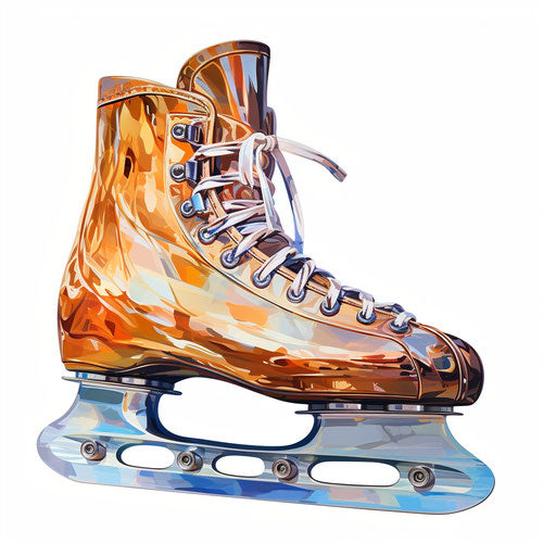 Ice skate clipart in the style of an Oil painting, on a white background