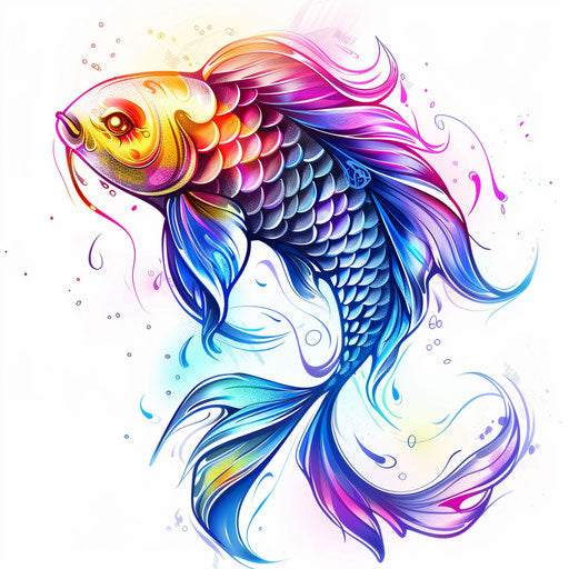 Dynamic rainbow tattoo sketch with neon color gradients and modern look