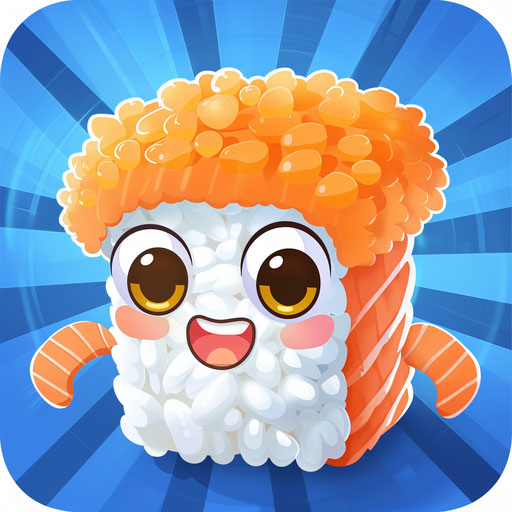 Cute sushi roll with bright orange salmon and white rice