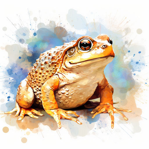 Toad illustration in the style of Impressionistic Art, on white background