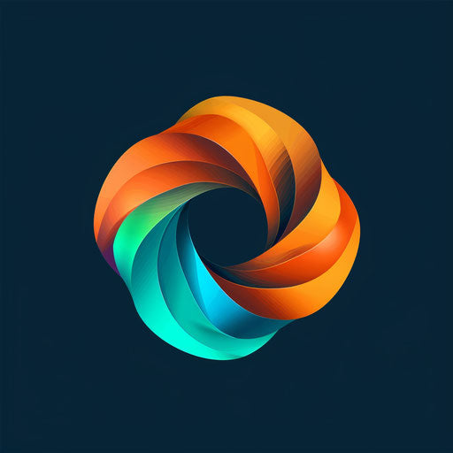 Top logo design with abstract shapes and vibrant gradient, teal and orange colors