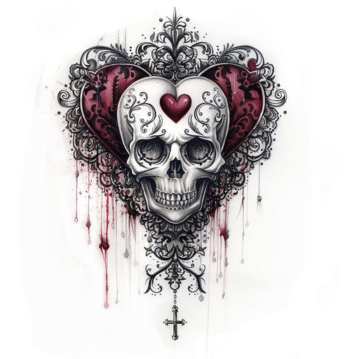Gothic Queen of Hearts tattoo design