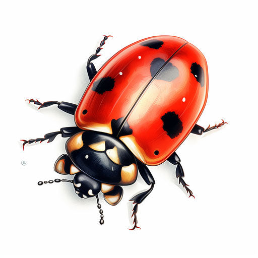 Ladybird clipart in the style of Chiaroscuro Art, on white background