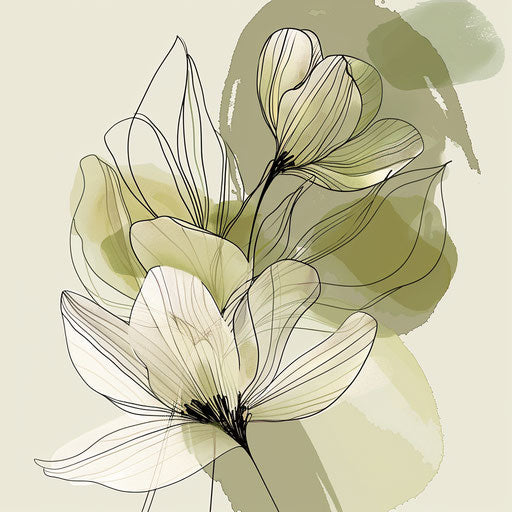 Ink clipart in a realistic depiction with a flat, muted olive background