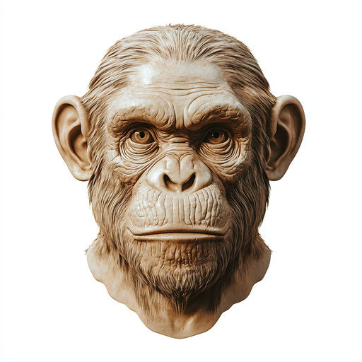 3D ape in photorealistic style with flat white background
