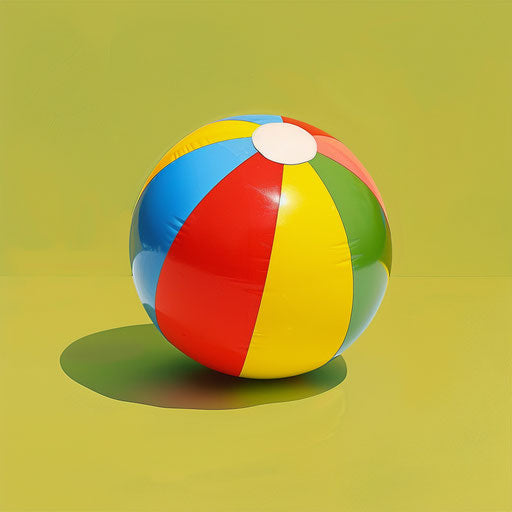 Beach ball on chartreuse background, photo-realistic style