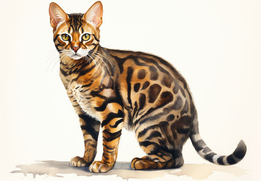 Black and tan Bengal cat from zoopets, in exaggerated style