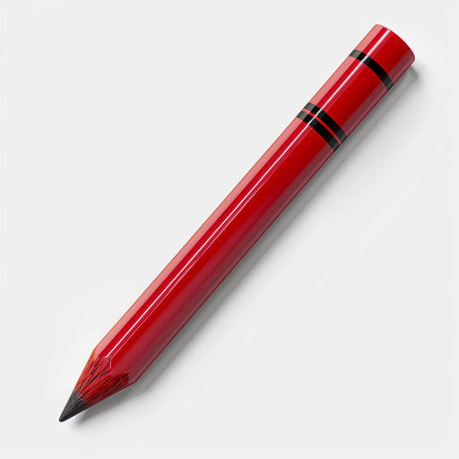 Realistic red crayon clipart on flat white background