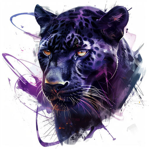 Vibrant fierce black tiger tattoo, pure white canvas