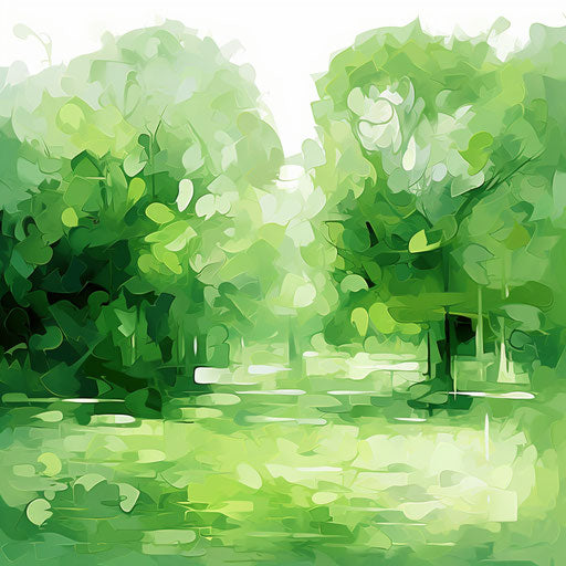 Green clipart in the style of Impressionistic Art, on white background