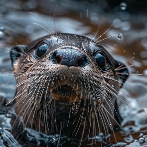 Whiskered otter peeks from water