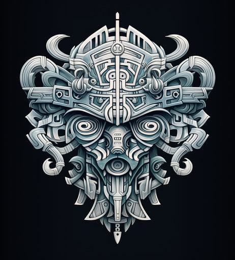 Tropical creature tattooed, light silver tribal design