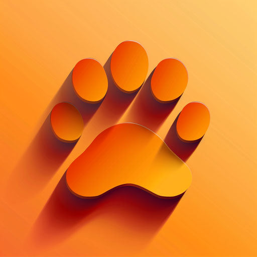 Realistic paw clipart on sunset orange background