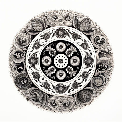 Yin yang symbols mandala on white background