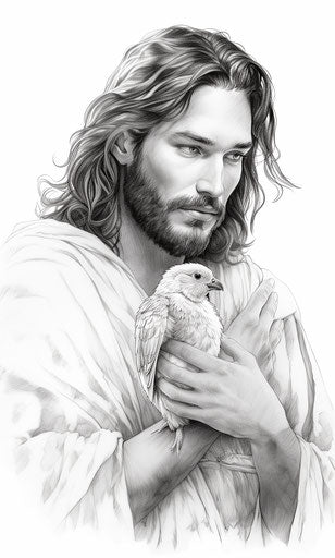 Jesus with a dove and the words, vixcxxx