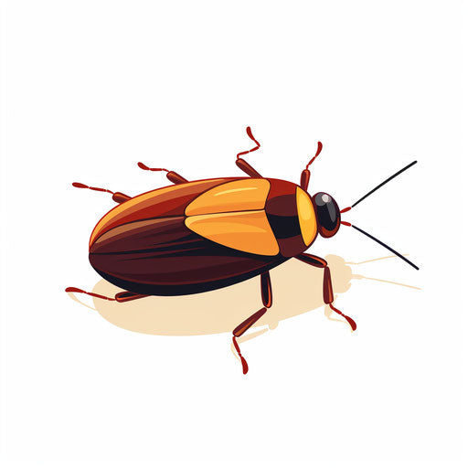 Minimalist cockroach clipart on white background