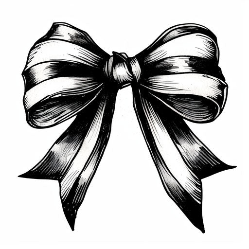 Black and white striped bow tattoo sketch