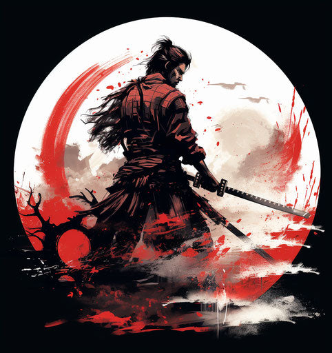 Samurai battle on the red circle
