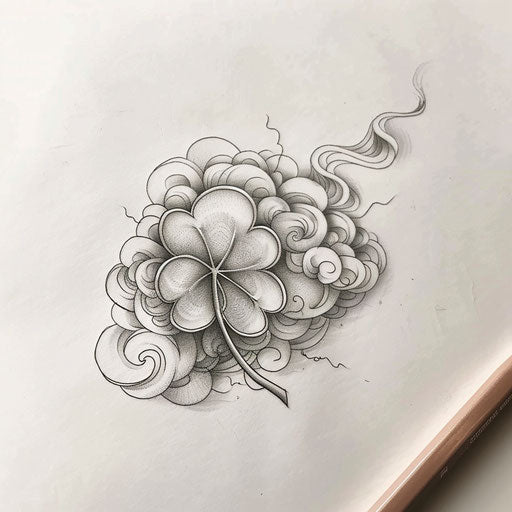 Four-leaf clover transforming into dreamy clouds