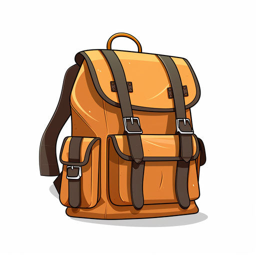 Backpack clipart in minimalist style, on white background